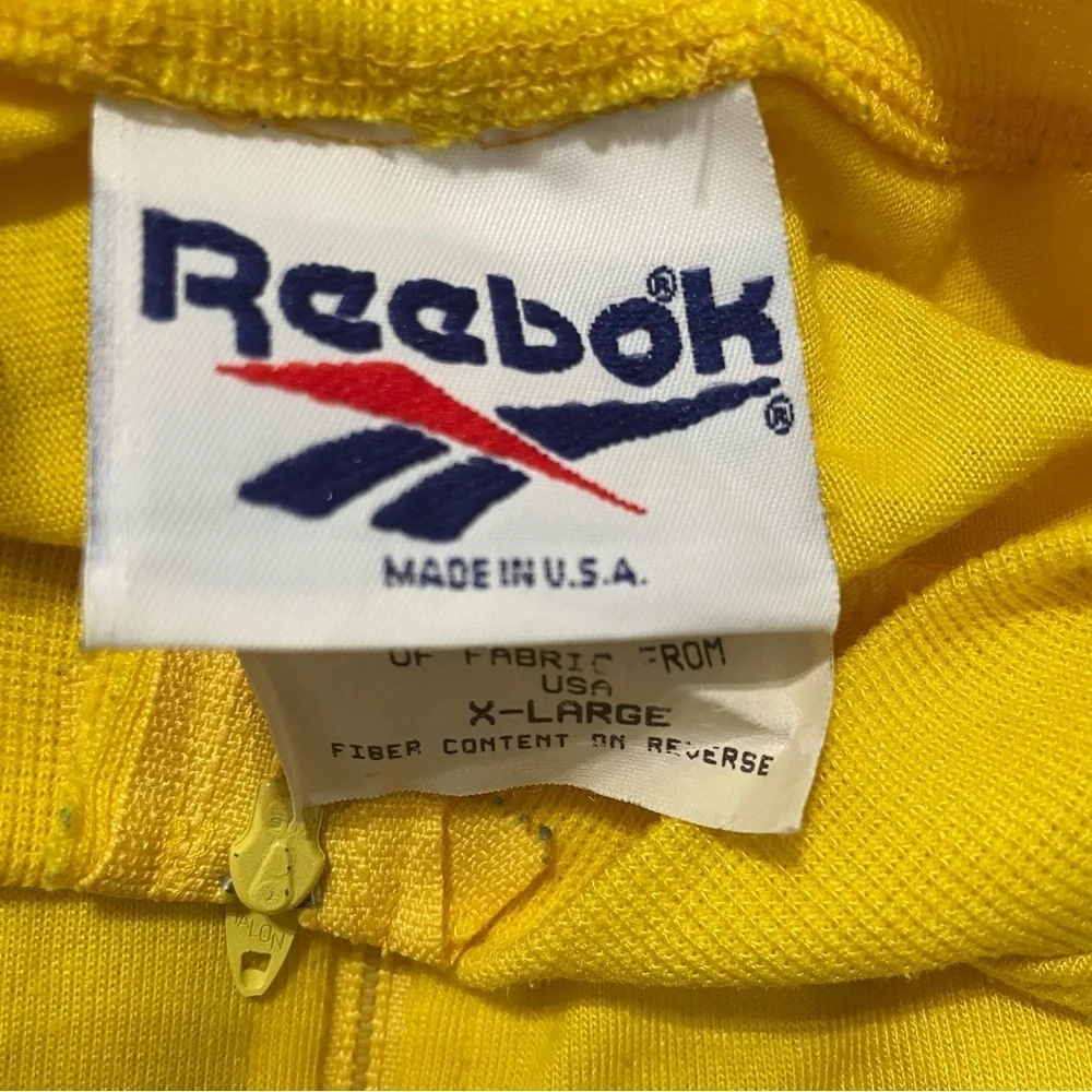Vintage Reebok Yellow Cycling Jersey Made inUSA Size XL Short Sleeve Quarter Zip